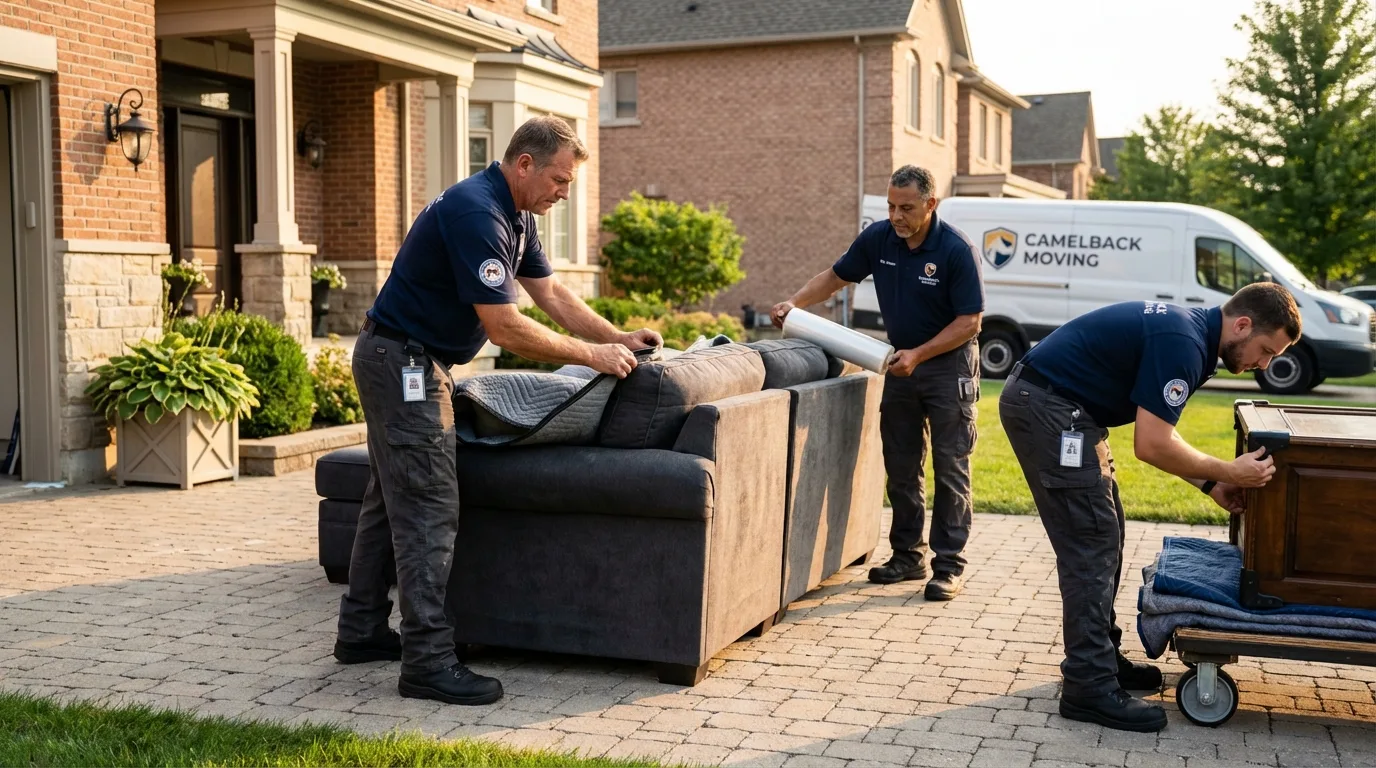 Large estate moving crew wrapping furniture in Jeffersonville, KY